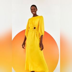 Farm Rio yellow dress with adjustable  cut-out detail size L